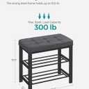 SONGMICS Shoe Bench, Storage Bench, Entryway Bench with Cushion, Shoe Shelf with Seat, Space-Saving, Modern Style, for Living Room, Bedroom, Hallway, Dark Gray and Ink Black ULBS576B33
