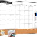 ARCOBIS Dry Erase Calendar with Cork Board for Wall, 24"x 18" Magnetic Calendar Whiteboard with Black Frame, Monthly Combination Board for School, Home, Office