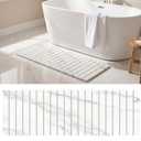 Ferrochef Long Foldable Stone Bath Mat, 47.2"x15.4", White Marble