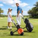 Adjustable 2-Wheel Golf Pull Cart Junior Golf Push Cart for Ages 3 to Adult, Adjustable Upper Bracket & Handle Height