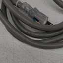 EP 12 Ft Lighted Outdoor Extension Cord - 12/3 SJTW Heavy Duty Grey Extension Cable with 3 Prong Grounded Plug - Power Cord for Lawn, Garden, Appliances