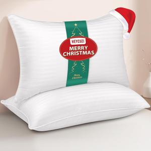 Queen Size Bed Pillows - Premium Down Alternative Cooling Pillows Set of 2 for Side, Back, and Stomach Sleepers Fluffy Hotel Quality Soft Microfiber Fill Breathable Skin-Friendly