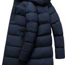 Men's Winter Coat Extra Long Puffer Jacket Waterproof Thicken Parka Insulated Outerwear with Removable Hood, Medium