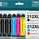KERFOINK Remanufactured Ink Cartridges for Epson 212 212XL Combo Pack Upgraded Chips for XP4100 XP4105 WF2830 WF2850 Printers, High Yield (3 Black, 1 Cyan, 1 Magenta, 1 Yellow, 6Pack)
