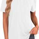 Agnes Urban Womens Tops Dressy Casual Short Sleeve Shirts Summer Loose T Shirts Trendy Tops Pleated Tunic Blouses (White, XL)
