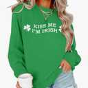 ALLTB St. Patrick's Day Sweatshirts Women Lucky Shamrock Graphic Long Sleeve Shirt Irish Festival Holiday Pullover Tops XL
