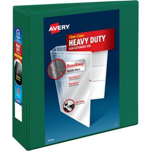 Avery Heavy-Duty View 3 Ring Binder, 3 Inch One Touch EZD Rings, 670-Sheet Capacity, 3.5 Inch Wide Spine, Customizable Clear Cover and Spine, 1 Green Binder (79109)
