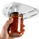 Mount-on Cabinet Jar Opener for Weak Hands, Seniors with Arthritis, Double U Shaped Grooves Grip Bottle Opener for Any Size Lid, 304 Stainless Steel One-Handed Can Opener Tool for Home Assistance, White