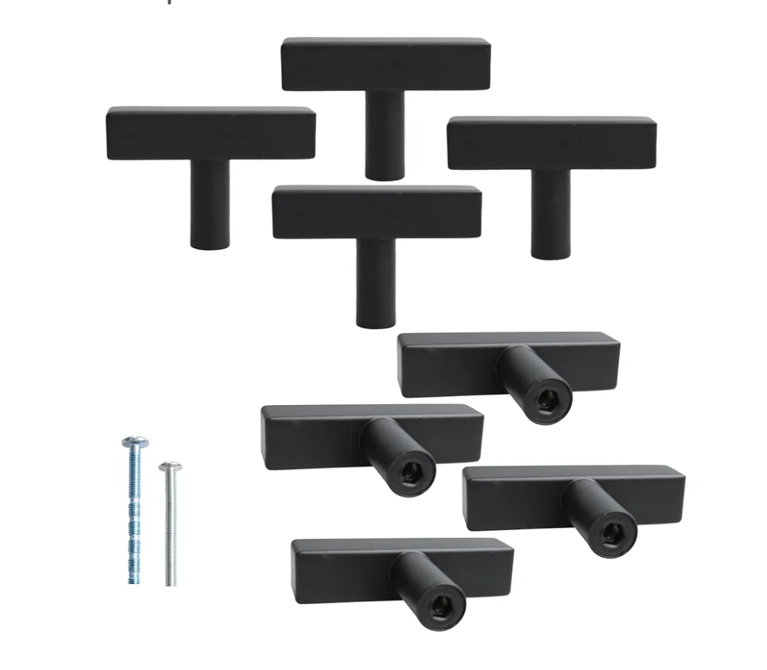 8PCS 2 Inch Black Square Bar Cabinet Knobs, T-Shape Bar Square Knobs, Single Hole Cabinet Knobs, Modern Dresser Drawer Handle Pulls for Closet Cupboard Wardrobe