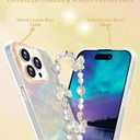 3 x Compatible with iPhone 16 Pro Case for Women Girls, Slim Fit Glitter Cute Phone Case for iPhone 16 Pro with Pearl Phone Charm Lanyard Wrist Strap, Shockproof Hard Protective Case 6.1 Inch Shiny Grey