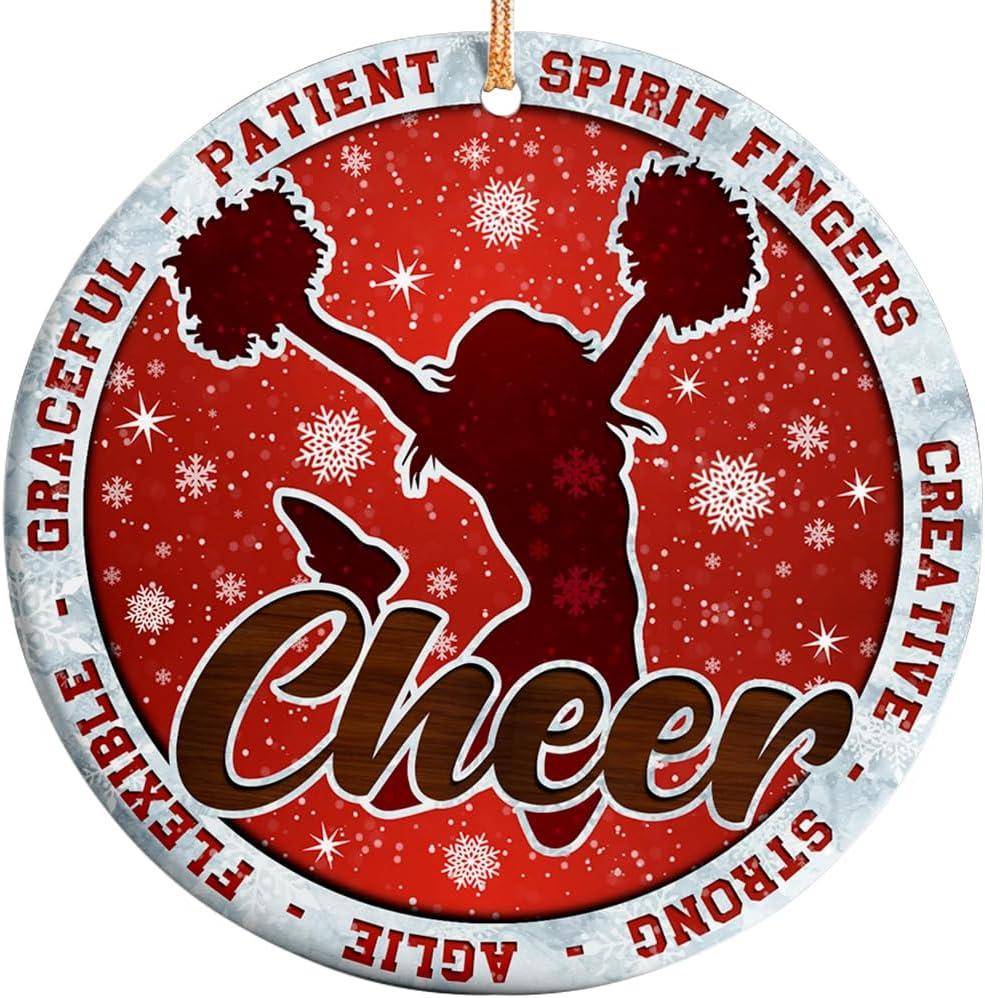 2 x Christmas Ornament - Cheerleading Ceramic Ornament, Cheerleader Ceramic Tree Decoration for Cheerleaders, Dance Teams, Squad Members, and Sports Fans