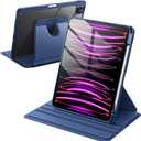 JETech Rotating Case for iPad Pro 11-Inch 2022/2021(4th/3rd gen) with Pencil Holder, 360 Degree Rotation Protective Stand Cover Clear Back, Auto Wake/Sleep (Navy)