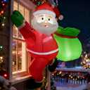 4FT Christmas Inflatable Santa Claus Outdoor Decorations Built-in Bright LEDs, Xmas Santa Carrying Present Sack, for Window Wall Roof Yard Garden Lawn Home Party