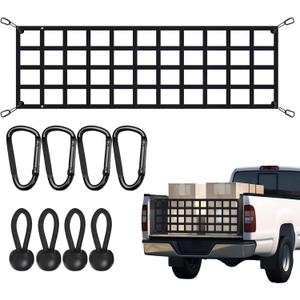 Tailgate Net for Most Mid Size Truck - Cargo Net Compatible with Ford, Chevy, Dodge,Ram - Tail Gate Extender Nets for Pickup Truck Bed (50" x 15")