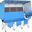 BDL 3 Person Camping Chair with Canopy Shade, Oversized Heavy Duty Camping Chair with Cup Holders & Ice Bag Portable Family Folding Chair for Outdoor, Lawn & Sports,Blue