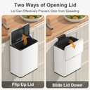 Mbillion Kitchen Compost Bin Hanging Trash Can with Lid 2.1 Gallon Stainless Steel Garbage Can for Kitchen Cabinet Door Mounted Trash Can Under Sink Door RV Bathroom,White