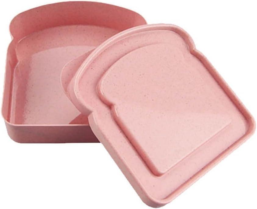 Pink Sandwich Container, Toast Shape Sandwich Box, Bread Container for Family or Adults, Plastic Food Storage with Lid, Sandwich Containers for Lunch Box(5.12 * 4.84 * 1.46in)