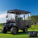 VEVOR Golf Cart Cover, Visible Full-Enclosure 2+2/4 Passenger Golf Cart, 420D Waterproof Oxford Fabric Club Car Cover Fits Most Carts Club Car, Yamaha, EZGO, Honda, PVC Coating & Windproof Hook Design (Black)