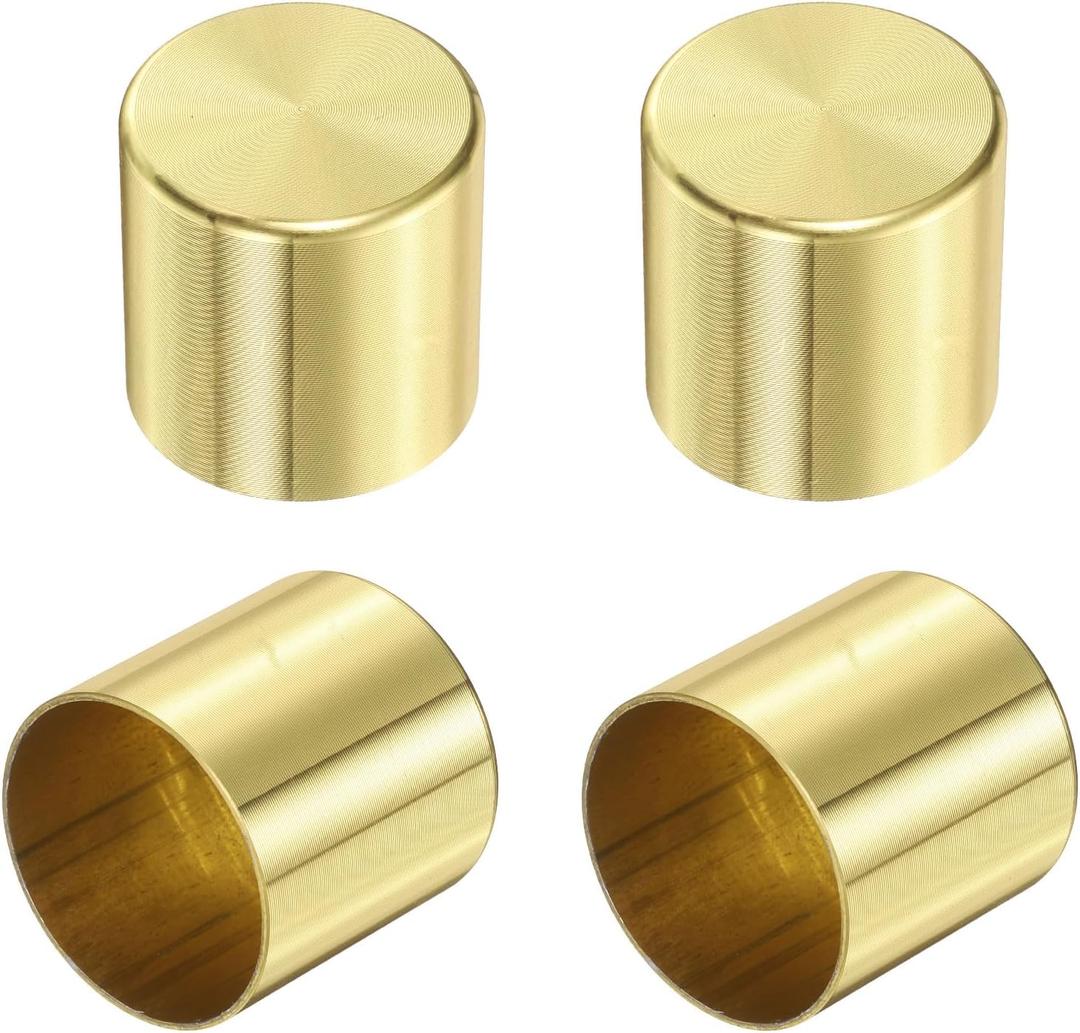 uxcell 8Pcs Metal Furniture Feet Cover, 1.1 x 1.14 Inch Round Furniture Pads Leg Cover Gold Table Foot Cap Floor Protector for Chair, Table, Sofa, Bed