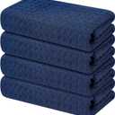 Homaxy Premium Microfiber Waffle Weave Kitchen Towels, 16 x 28 Inch Ultra Absorbent and Solid Color Dish Towels, 4 Pack, Navy Blue