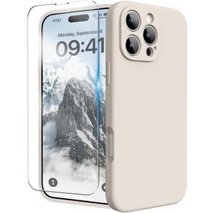 for iPhone 16 Pro Max Case, Liquid Silicone Case with Camera Protection Soft Gel Rubber Cover with Microfiber Lining Shockproof Protective Phone Case for iPhone 16 Pro Max 6.9", Stone