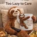 Funny Sloth Hug Coffee Mug - Cute Sloth Gifts For Coworkers Women & Men - White Elephant Gifts for Adults, Funny Office Present