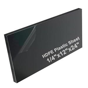High-Density Polyethylene (HDPE) Plastic Sheet 1/ 4" Thick 12" X 24"- Black HDPE Sheet, for Machining, Home Improvements, DIY Projects, Engineering, High-Density Polyethylene Plastic Block (Pack of 1)