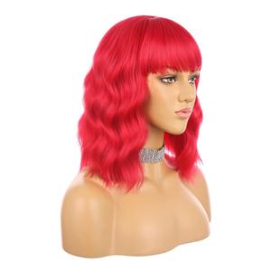 eNilecor Red Wig for Women,Short Curly Wavy Curly Bob Wig with Bangs,14" Natural Synthetic Colored Party Costume Cosplay Halloween Wigs