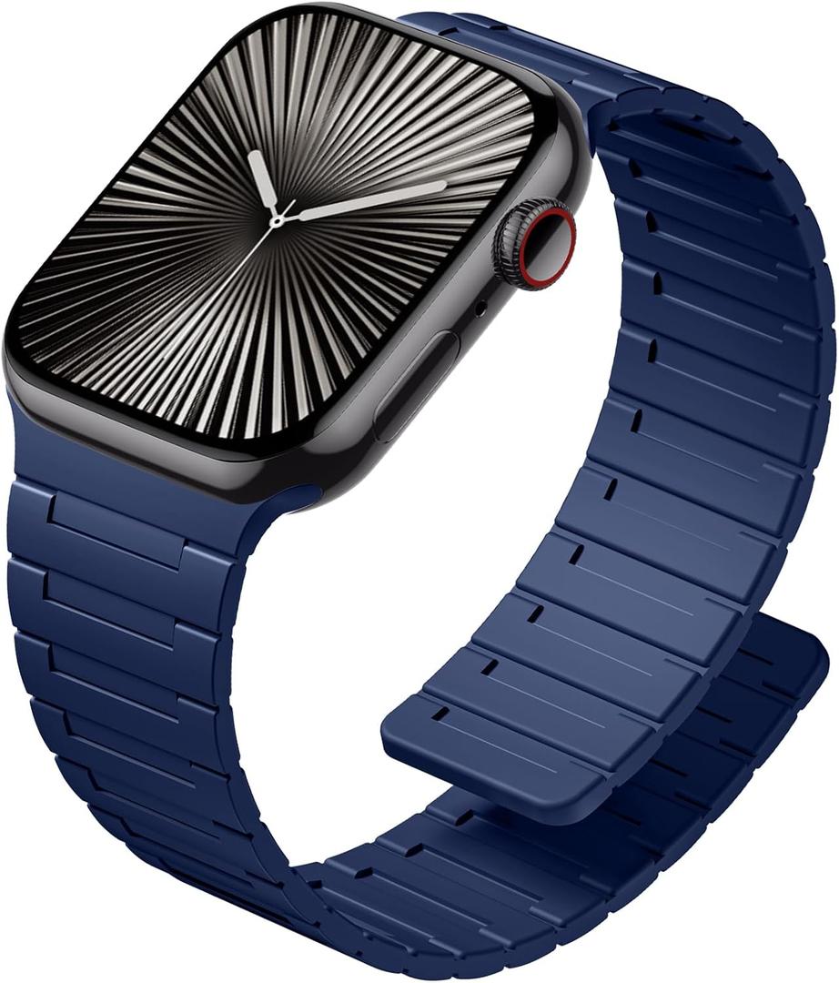 SNBLK Magnetic Watchband Compatible with iWatch Bands Men 44mm 45mm 46mm 49mm 42mm Women, Silicone Sport Strap Strong Adjustable Magnet for Apple Watch Series 11 ULTRA 2 SE 10 9 8 7 6 5 4, Navy Blue