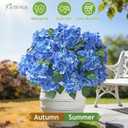 12 Heads Artificial Flowers for Outdoors, UV Resistant Faux Hydrangea Flowers for Outdoor Planters Front Porch Garden Window Box Patio Decor Blue