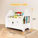Wooden Kids Bookshelf Bookcase, Toddler Montessori Bookshelf, Nursery Book Shelves with 4 Adjustable Dividers, Book Shelf for Kids Rooms, Nursery, Bedroom, Classroom and Playroom Storage