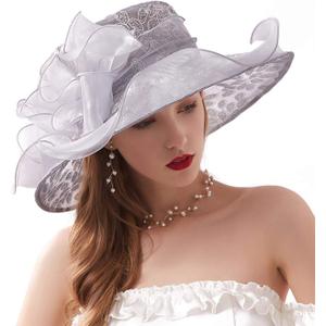 ORIDOOR Womens Organza Church Tea Party Wedding Fascinator Derby Hat Wide Brim Sun Hats