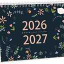 Desk Calendar 2026-2027, Monthly Desktop Calendar (Jan. 2026 - Jun. 2027, 10" x 8.25"), Standing Flip Calendar with Thick Paper, Academic Year Standing Desk Calendar with Planner Stickers