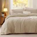 Bedsure Oversized King Comforter Set, Khaki Soft Prewashed Bedding for All Seasons, 3 Pieces GentleSoft Bed Set, 1 Lightweight Comforter (120"x98") and 2 Pillowcases (20"x36")