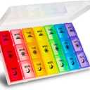 Weekly Pill Organizer 3 Times a Day, Large Pill Box 7 Day, Medicine Organizer Box, Pill Case Container, Daily Pill Organizer for Vitamins/Fish Oils. (White)