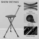 Yayayo Hold 440 lbs Folding Canes with Seat Walking Stick Height Adjustment Cane Seat Capacity Frosted Handle with Magnetic Therapy Stone Crutches Stool