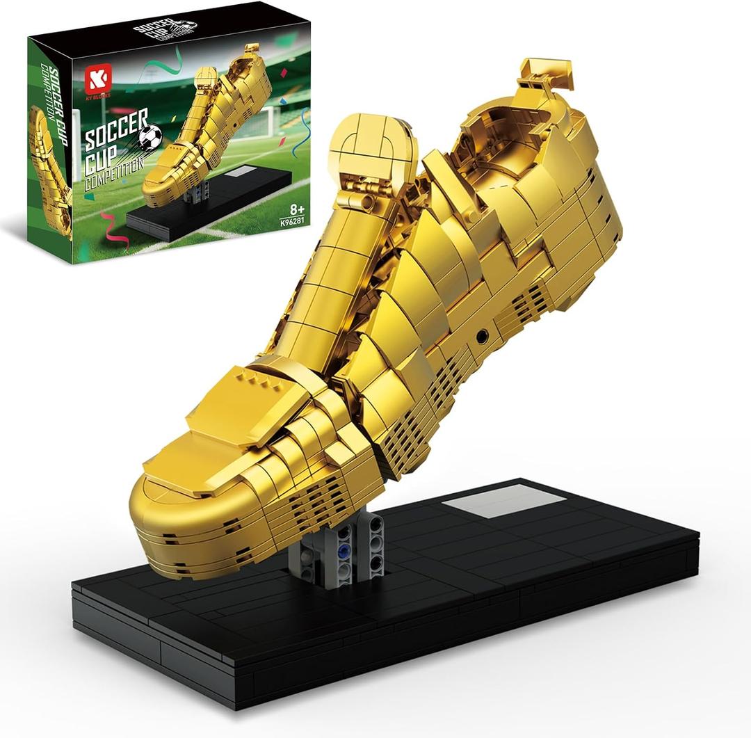 Golden Boot Trophy Building Set - Soccer Award Model with Display Stand,STEM Construction Kit,Desk Decor & Collector's Item for Fans Ages 8 9 10 11 12 13 14 Boys