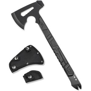 Camping Axe and Survival Hatchet 17.5in Full Tang with 3.7in Stainless Steel Blade, Hammer and ABS Handle for Outdoor Survival, Camping, Throwing and Everyday Tasks, Black