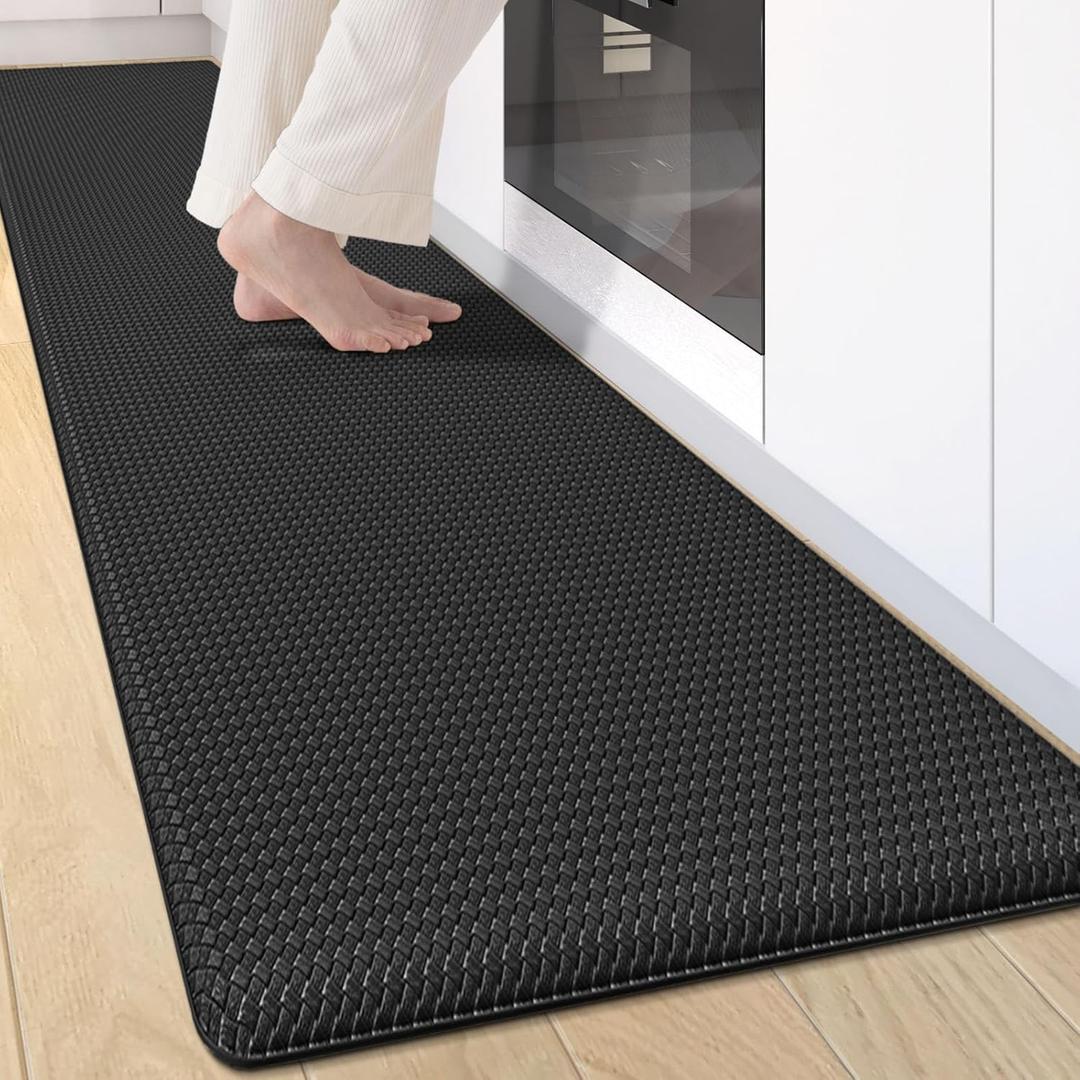 Kitchen Mats for Floor Cushioned Anti Fatigue, Runner Rug Waterproof, Memory Foam Padded for Standing, 17x79, Black