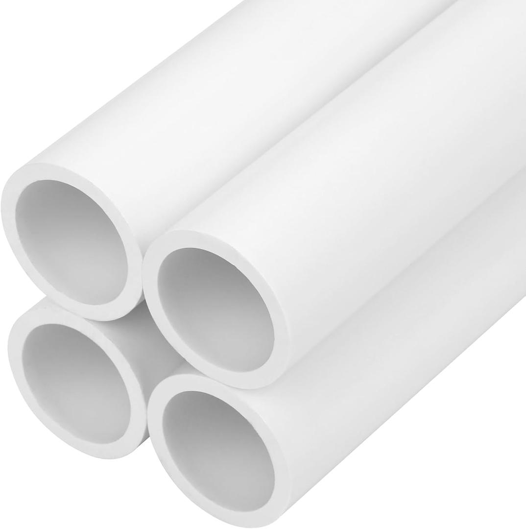 4Pcs 1 Inch PVC Pipe 34"(2.83FT) Long White Sch40 Industrial PVC Pipes for Home DIY, Greenhouse, Garden, Farm, Workshop, Furniture Grade(1" x 34"L)
