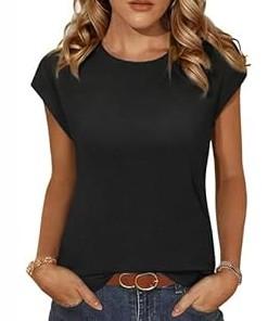 Zeagoo Womens 3 Pack Crewneck Cap Sleeve Tank Tops Casual Basic T Shirts Loose Fit Tee Summer Tops 2025 (XX-Large)