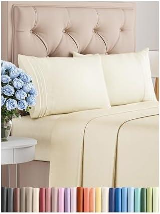 Queen Size 4 Piece Sheet Set - Comfy Breathable & Cooling Bed Sheets Set - Hotel Luxury Bedding for Women, Men, Kids & Teens - Deep Pockets, Easy-Fit, Super Soft & Wrinkle Free - Oeko-Tex - Off White