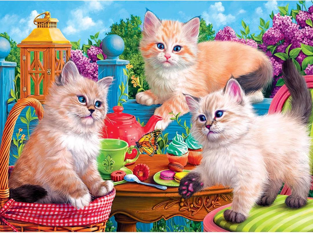 RoseArt - Fancy Cats - Kitten Tea Party - 750 Piece Jigsaw Puzzle for Adults