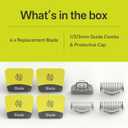 4-Pack Replacement Heads and 3 Guide Combs Guards Kit Compatible with one blade QP Series QP25/26/27/28/45/65