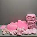 36 Pcs Sleepover Party Supplies 6 Throw Blanket 6 Spa Headband 6 Heart Pillows 6 Scrunchies 6 Sleep Eye Mask 6 Organza Bag for Spa Slumber Party Favors Supplies (Pink)