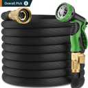 50 ft Garden Hose - 2025 New Upgraded Flexible Water Hose - Ultra Lightweight Kink-free Car Washing Pipe with 10 Function Sprayer and 3/4" Solid Brass Fittings - Durable,Leak proof Garden Hoses (blackgrey)