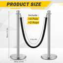Wesiti 4 Pcs Stainless Steel Stanchion Post 2 Pcs 5 ft Velvet Rope Carpet Ropes and Poles Stanchions and Velvet Ropes Crowd Control Barriers Rope Safety Barriers for Party Theater (Silver, Black)