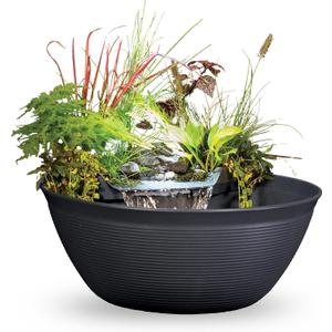 Aquascape Pond and Waterfall Kit AquaGarden Container Water Garden, Steel Gray