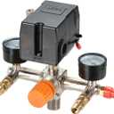 Secbolt Pressure Switch Manifold Regulator Gauges Air Compressor Pressure Switch Control Valve 90-120PSI (Horizontal Switch)