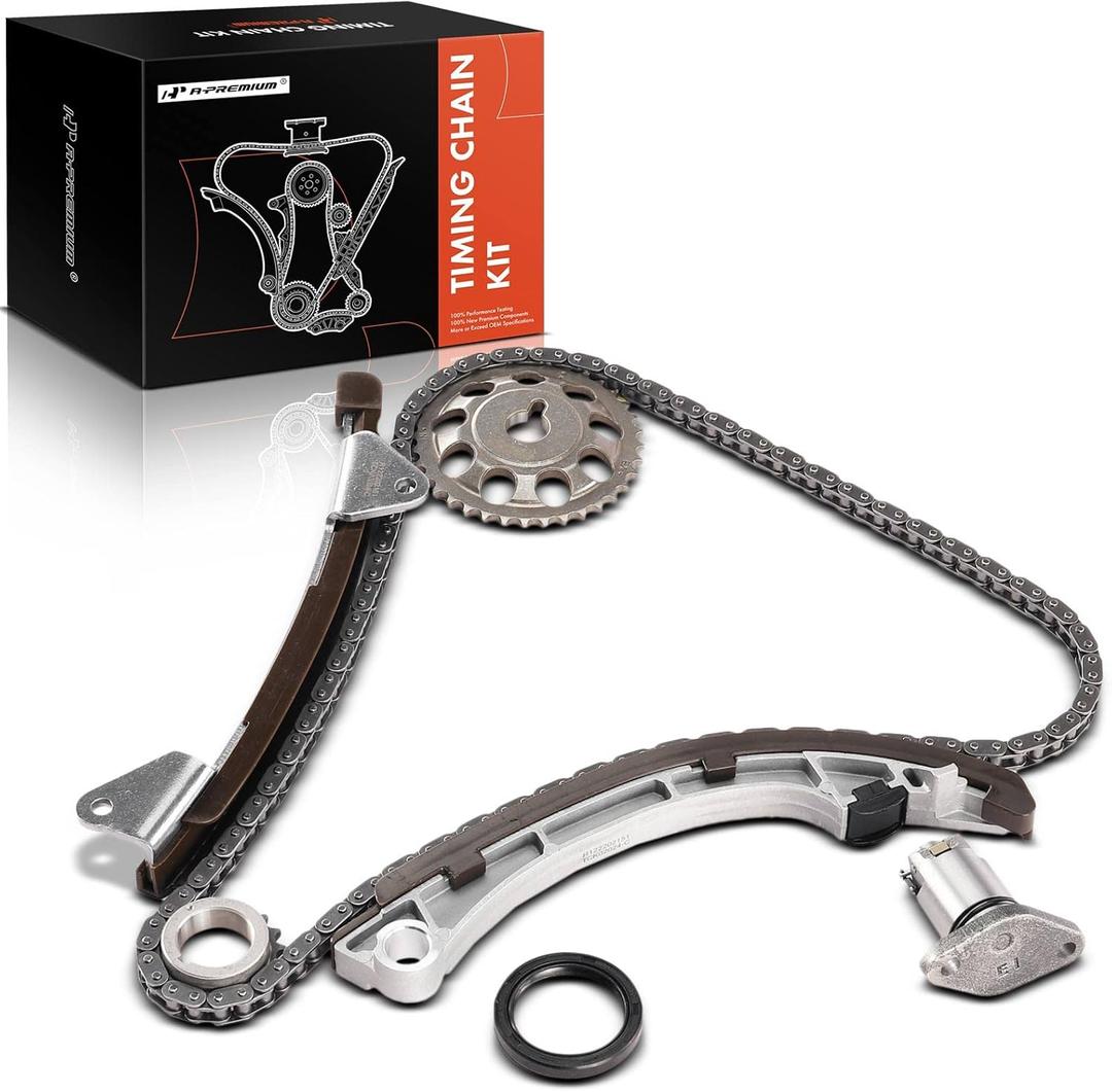 A-Premium 6PCS Engine Timing Chain Kit W/Sprocket [fits DOHC, 4Cyl 1.8L, 1ZZ-FE] Compatible with Chevrolet Prizm & Pontiac Vibe 03-08 & Toyota MR2 Spyder Celica 00-05, Corolla 00-08, Matrix 03-08